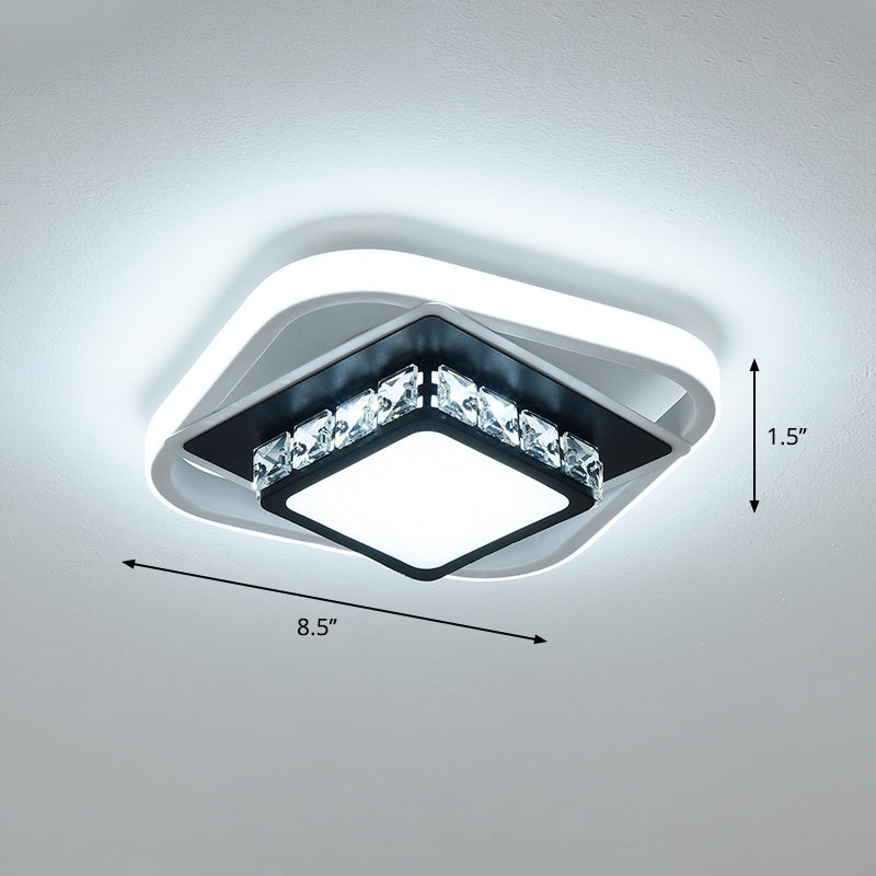 Acrylic LED Flush Ceiling Light: Square Nordic Style with Crystal Accent, Ideal for Entryways