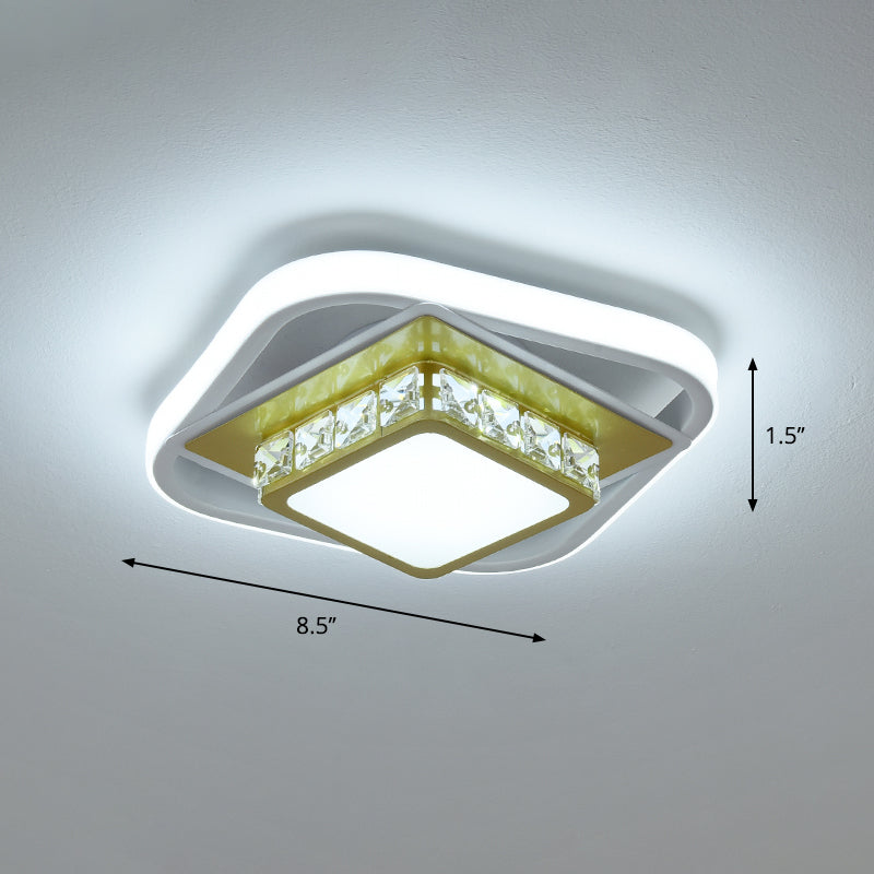 Acrylic LED Flush Ceiling Light: Square Nordic Style with Crystal Accent, Ideal for Entryways