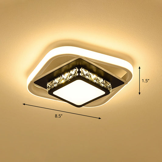 Acrylic LED Flush Ceiling Light: Square Nordic Style with Crystal Accent, Ideal for Entryways