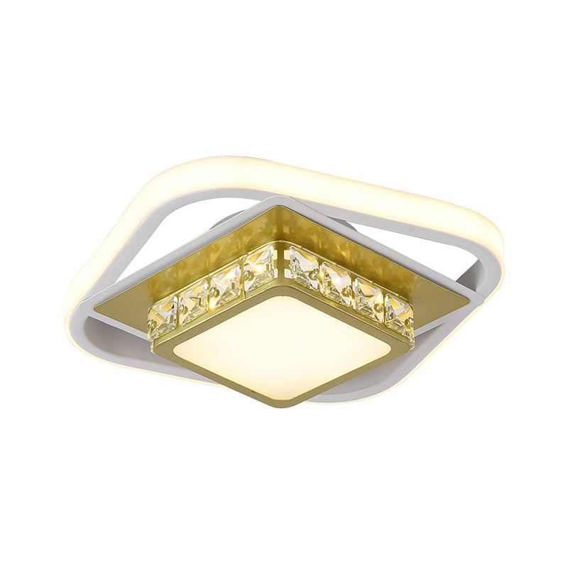 Acrylic LED Flush Ceiling Light: Square Nordic Style with Crystal Accent, Ideal for Entryways