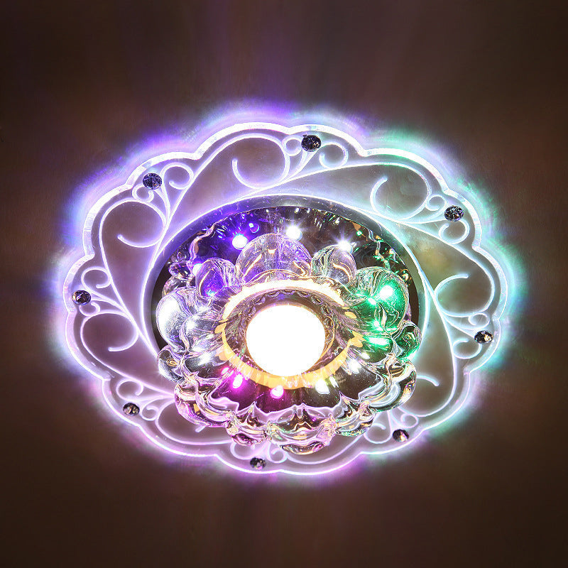 Minimalist Crystal Entryway LED Flush Mount – Blossom Flush Mount Lighting in Clear