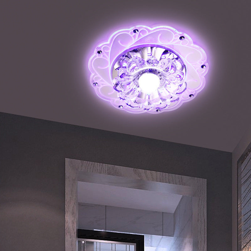 Minimalist Crystal Entryway LED Flush Mount – Blossom Flush Mount Lighting in Clear