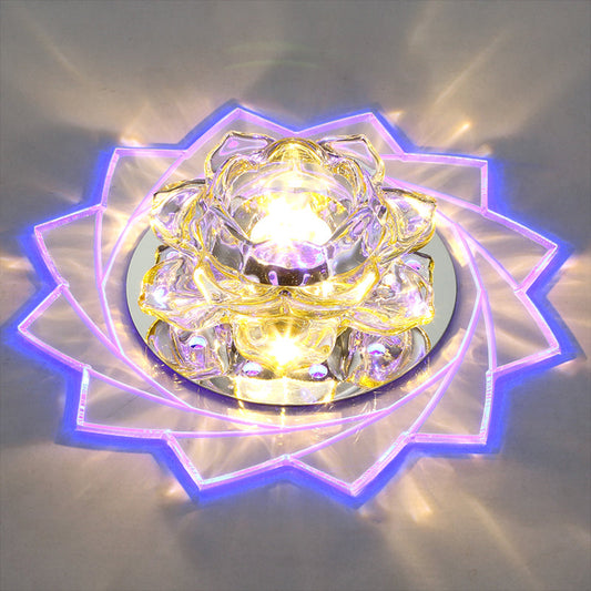 Clear Crystal LED Flush Mount Ceiling Light - Modern Hallway Lighting