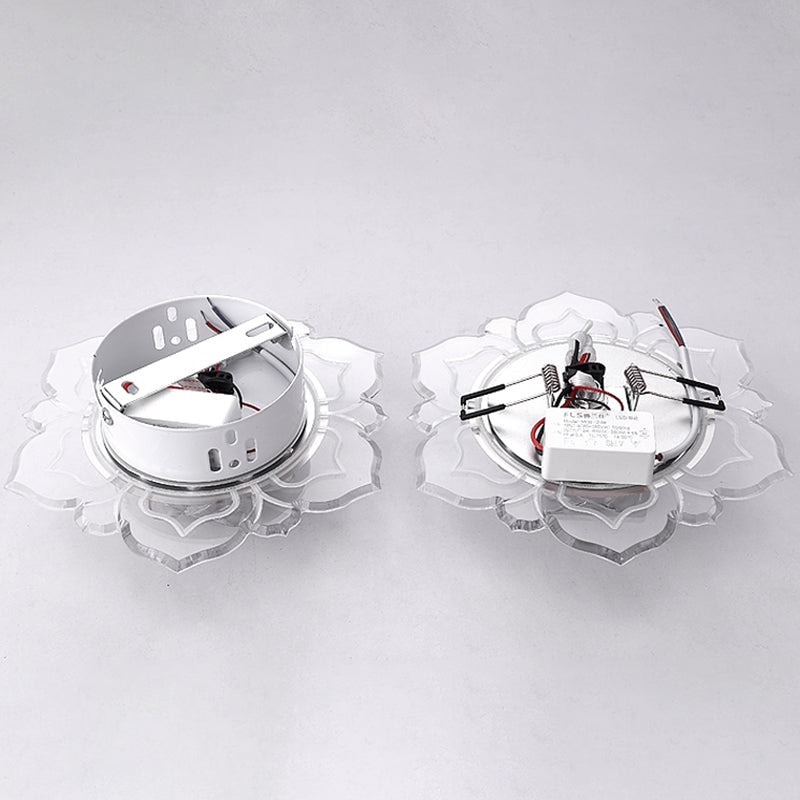 Modern Crystal LED Flush Mount Ceiling Light for Hallway - Clear Blossom Design