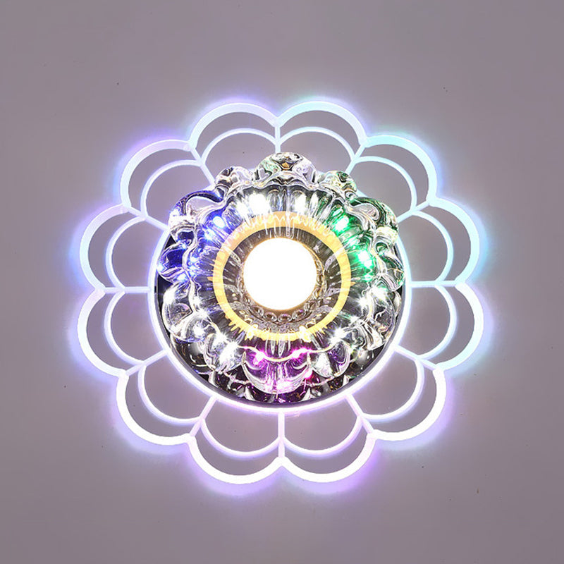 LED Crystal Corridor Ceiling Light - Flower Shade Flush Mount