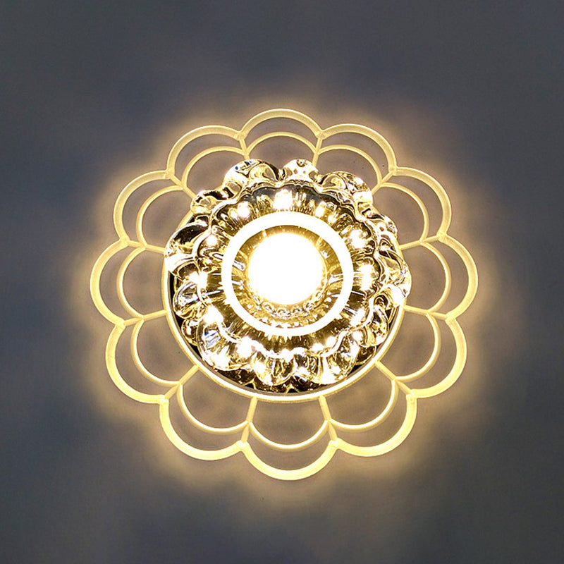 LED Crystal Corridor Ceiling Light - Flower Shade Flush Mount