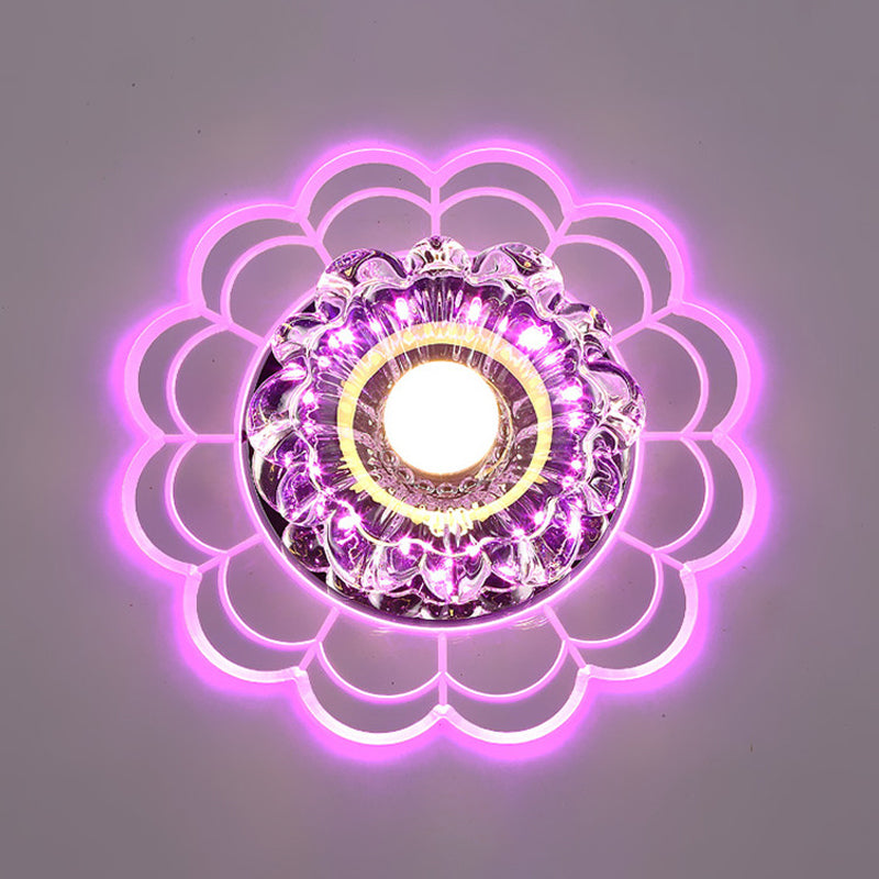 LED Crystal Corridor Ceiling Light - Flower Shade Flush Mount