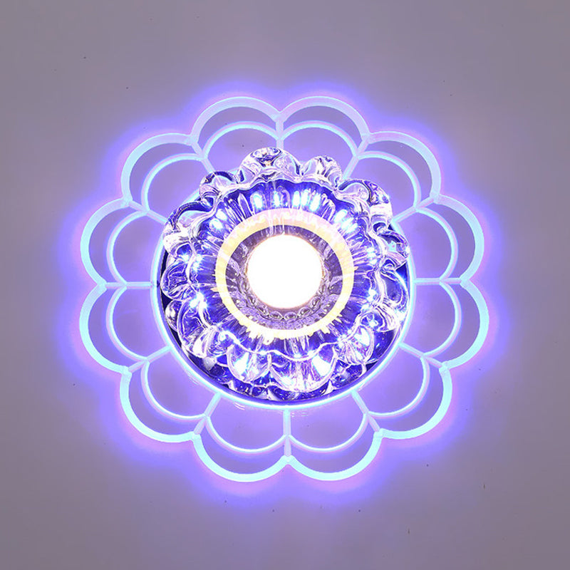 LED Crystal Corridor Ceiling Light - Flower Shade Flush Mount