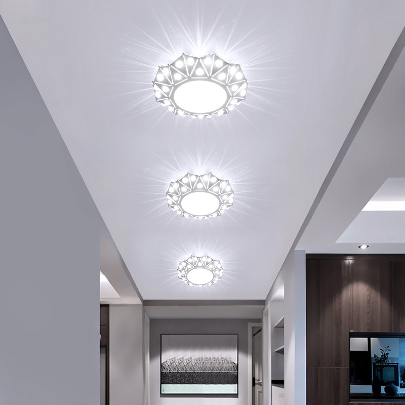 Modern Acrylic LED Ceiling Light in White for Foyer - Flush Mount Fixture