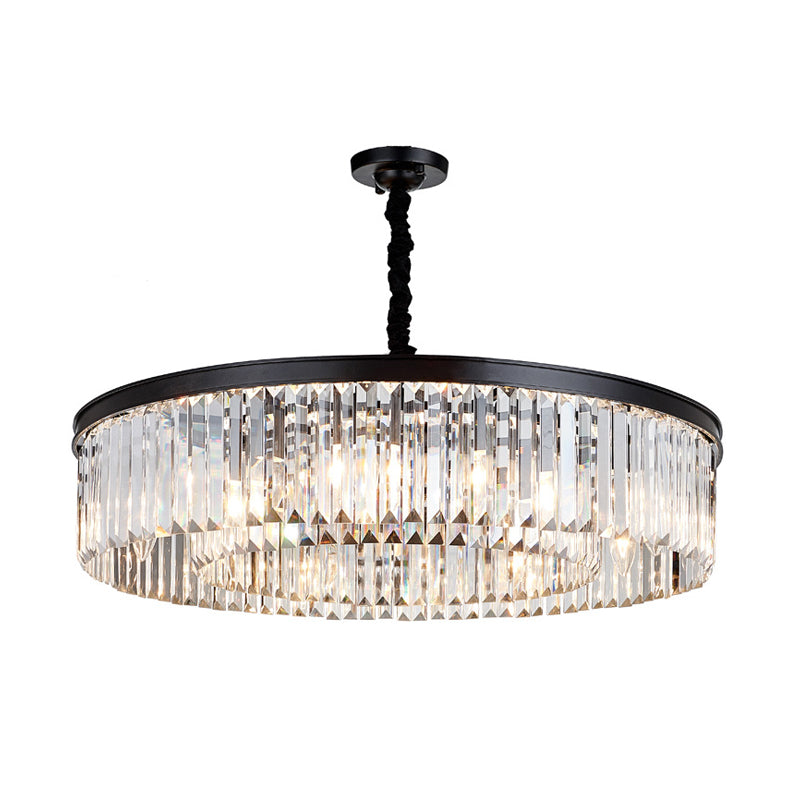 Modern Round Crystal Chandelier - Black Flush Mount Light, Multiple Sizes and Light Options Available