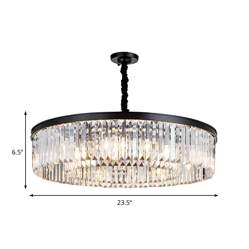 Modern Round Crystal Chandelier - Black Flush Mount Light, Multiple Sizes and Light Options Available