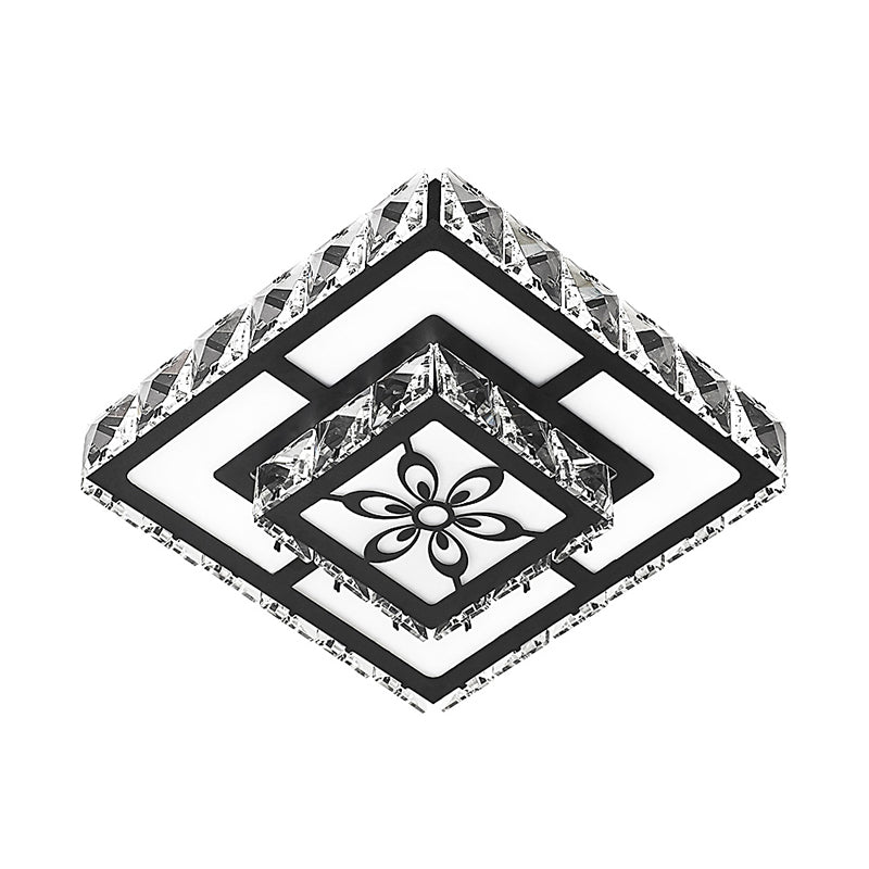 Modern Crystal Flush Ceiling Light - Square Shape LED Corridor Fixture