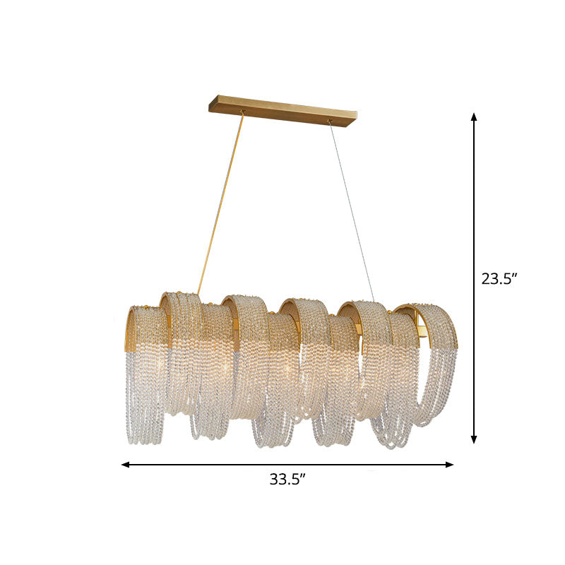 Golden Fringed Suspension Light - Post-Modern Crystal Pendant For Dining Room 5 / Gold