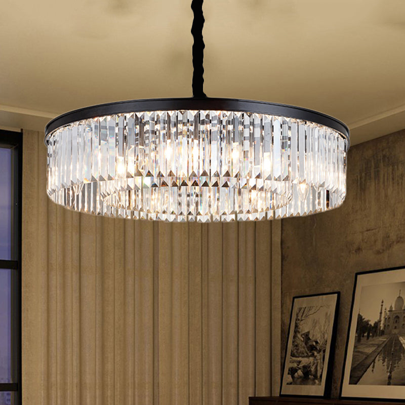 Modern Round Crystal Chandelier - Black Flush Mount Light, Multiple Sizes and Light Options Available