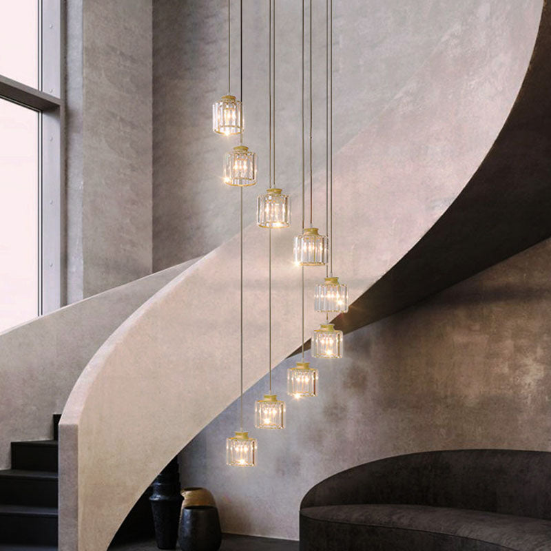 Contemporary Prismatic Crystal Spiral Ceiling Lamp: Multi-Purpose Suspension Light Fixture For