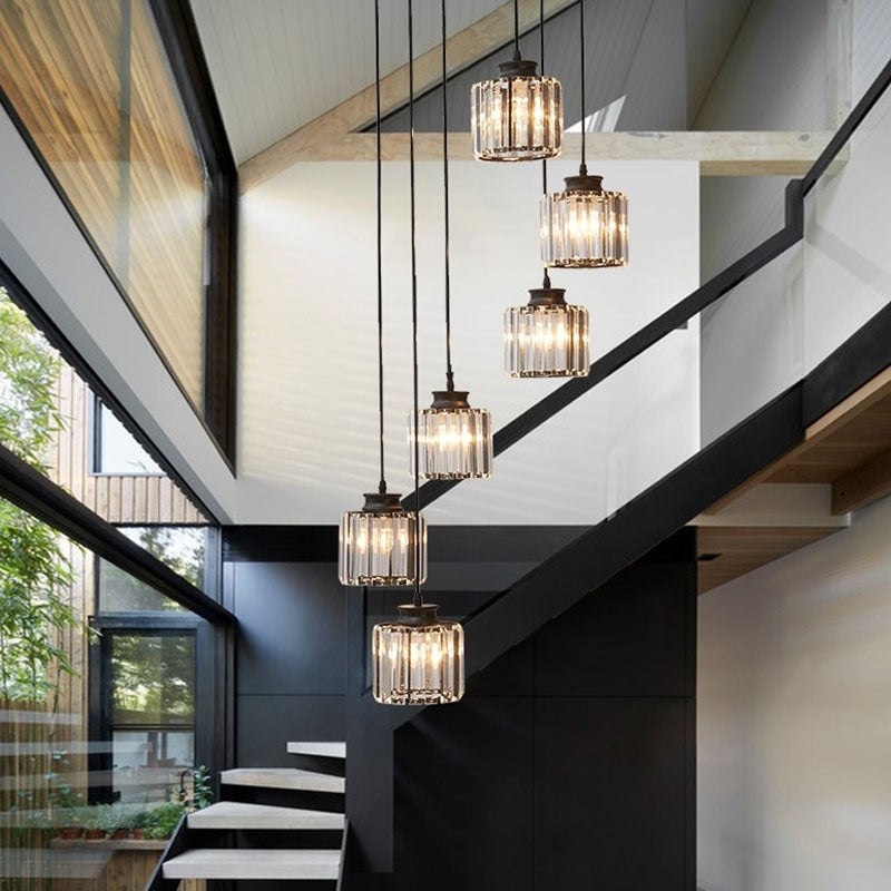 Contemporary Prismatic Crystal Spiral Ceiling Lamp: Multi-Purpose Suspension Light Fixture For