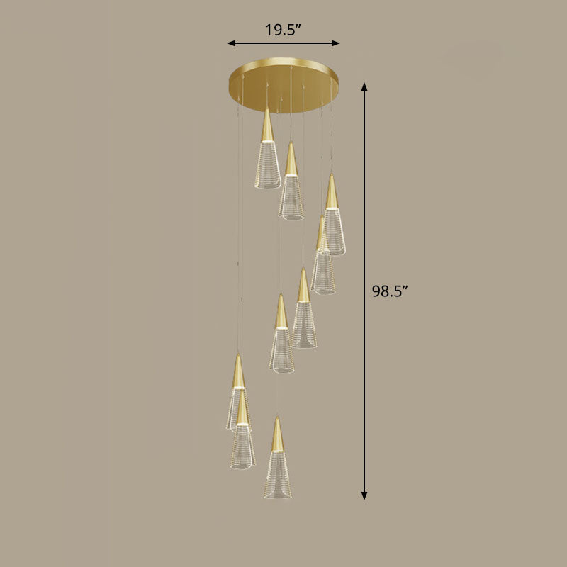 Spiral Conical Pendant Light for Modern Stairwells