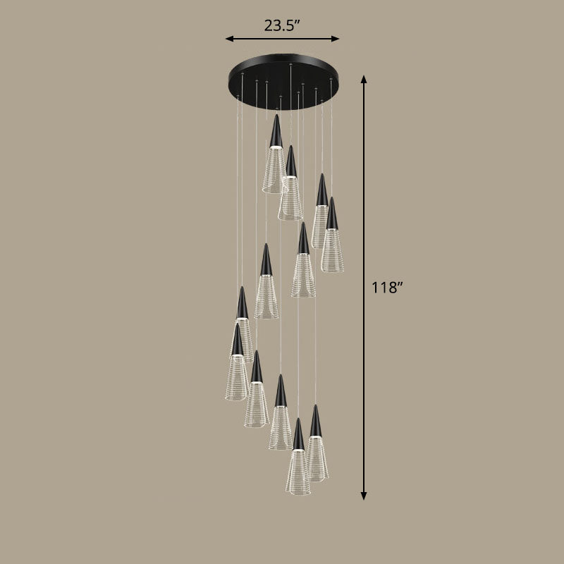 Spiral Conical Pendant Light for Modern Stairwells