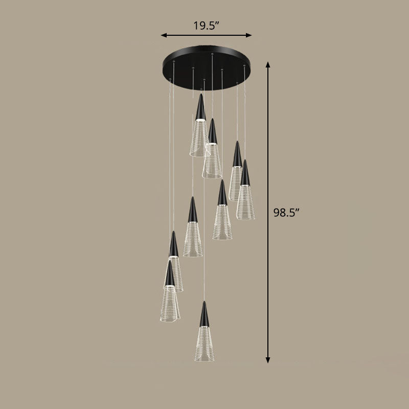 Spiral Conical Pendant Light for Modern Stairwells