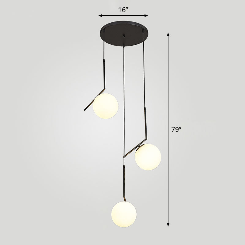 Sleek Opal Glass Globe Spiral Stairwell Pendant Light