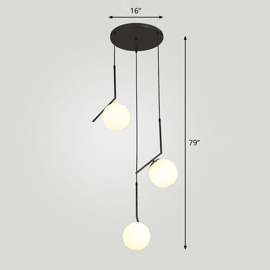 Sleek Opal Glass Globe Spiral Stairwell Pendant Light