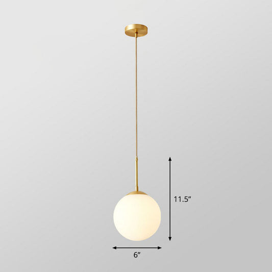 Gold Globe Pendant Light - Cream Glass, 1-Light Simplicity Hanging Fixture