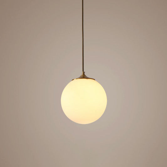 Modern Frosted White Glass Pendant Light for Dining Room with Global Suspension - 1 Bulb