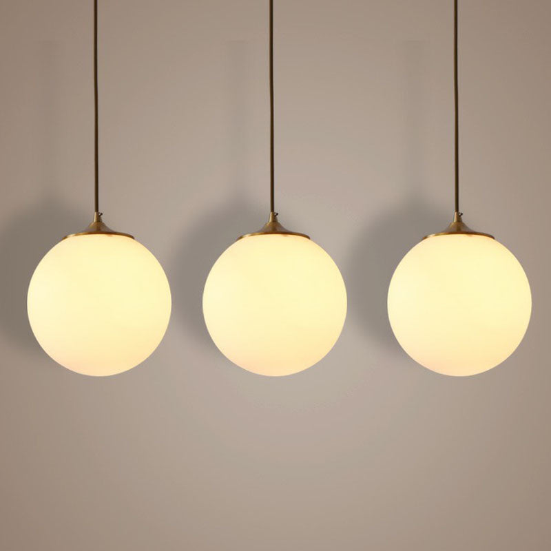 Modern Frosted White Glass Pendant Light for Dining Room with Global Suspension - 1 Bulb