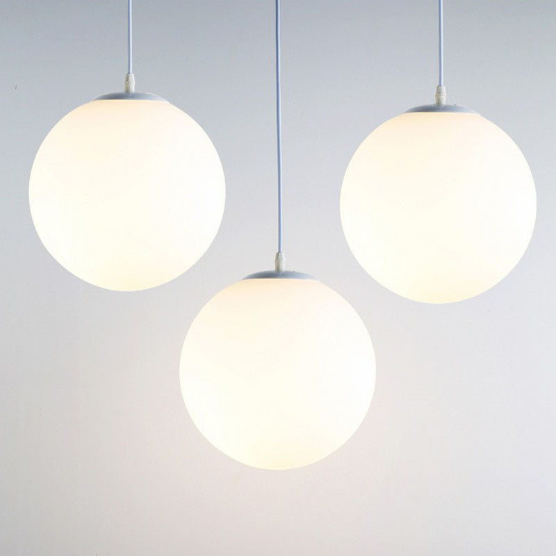 Minimalist White Sphere Opal Glass Ceiling Lamp for Single Restaurant