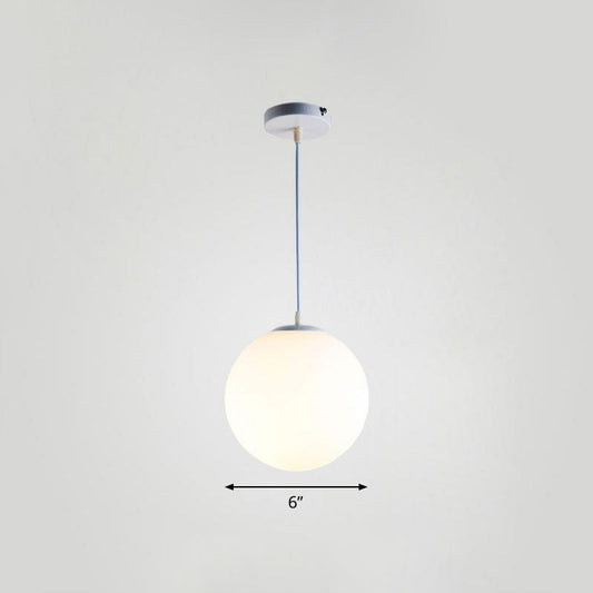 Minimalist White Sphere Opal Glass Ceiling Lamp for Single Restaurant