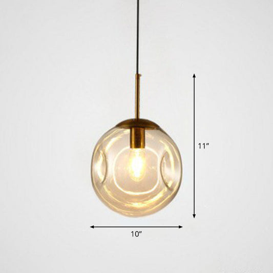 Dimpled Glass Ball Suspension Pendant Lamp - Modern, 1 Bulb Ceiling Lighting for Dining Room