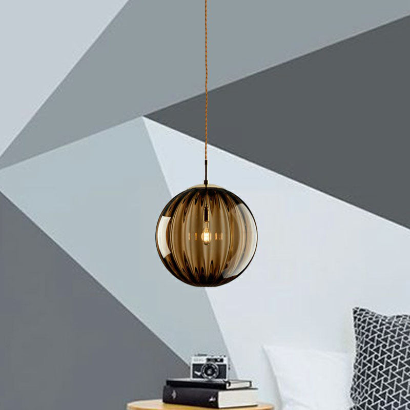 Autumn - Modern Glass Pumpkin Ball Shaped Pendant Modern 1-Light Hanging Light Fixture for Dining Room