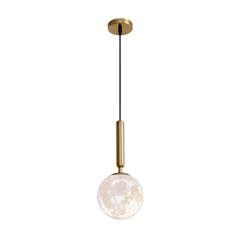 Minimalist Metal Crescent Pendant Light - 3D Printed Moon Shape Single Hanging Lamp