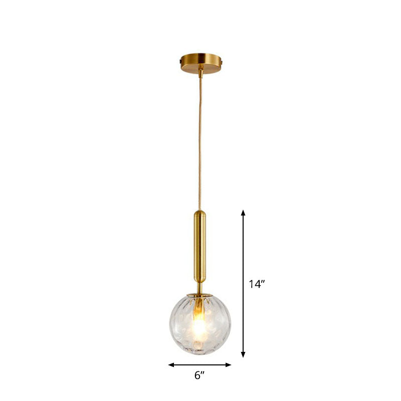 Ripple Glass Ball Pendant Lamp - Postmodern Gold Finish Ceiling Light