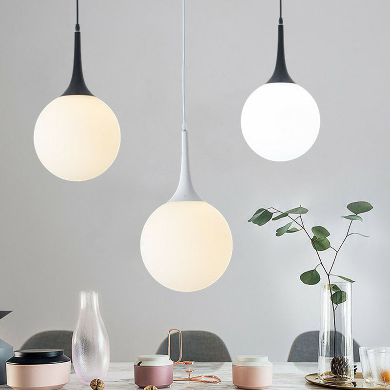 Sleek 1-Light Suspension Pendant: Minimalist Glass Hanging Light for Dining Room