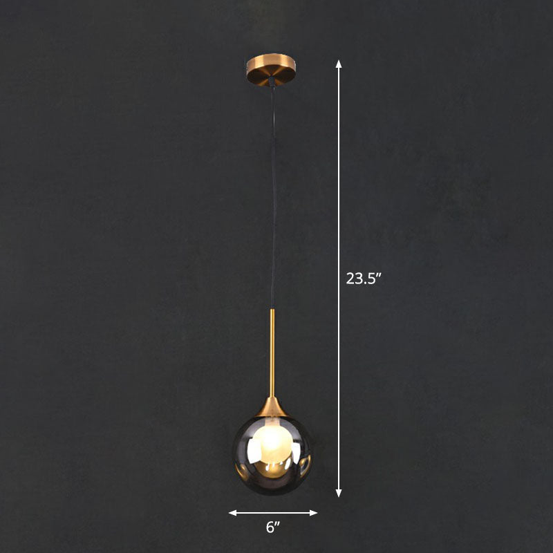Postmodern Brass Pendant Light with Glass Shade - Bedside Lamp