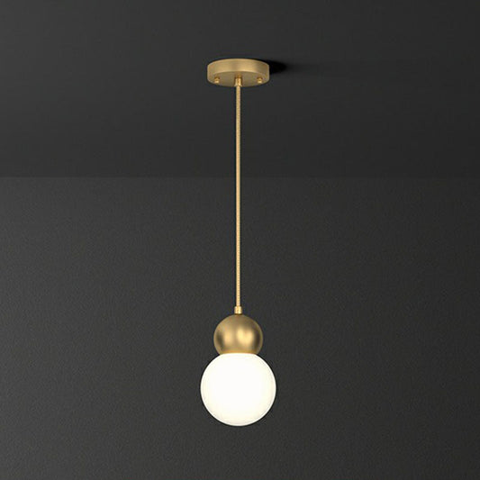 Simplicity Gold Ball Pendant Light Fixture with Milk Glass Shade - Perfect for Bedrooms
