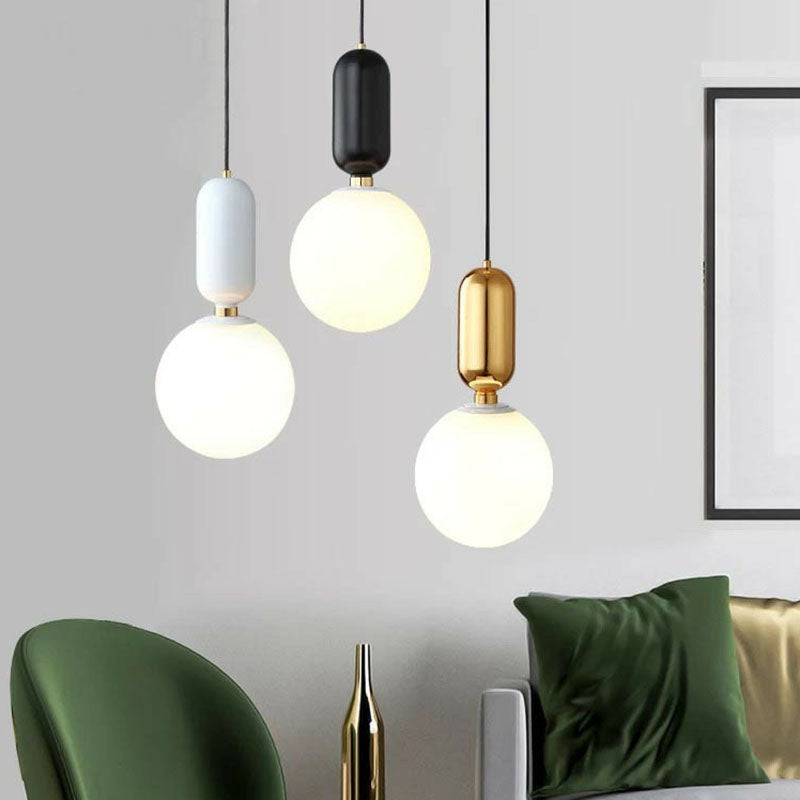 Nordic 1-Light Global Hanging Light Fixture with Opaline Glass Shade