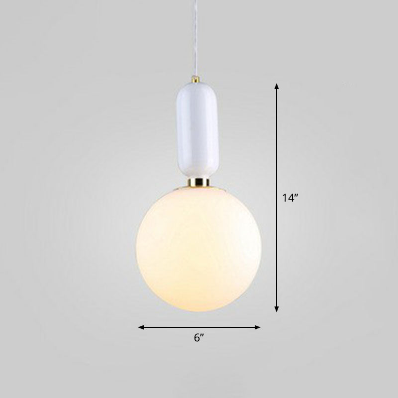 Nordic 1-Light Global Hanging Light Fixture with Opaline Glass Shade