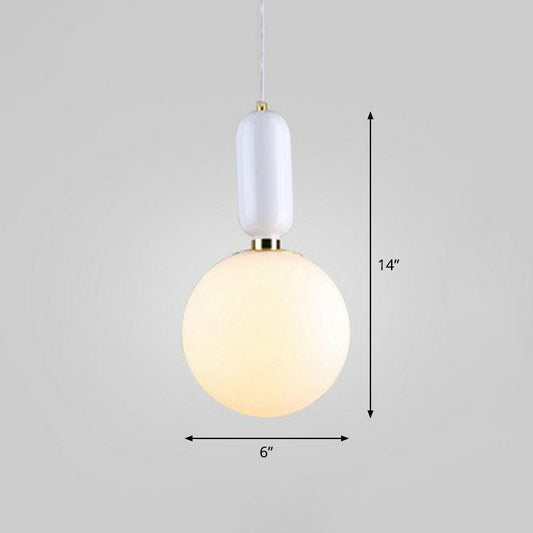 Nordic 1-Light Global Hanging Light Fixture with Opaline Glass Shade