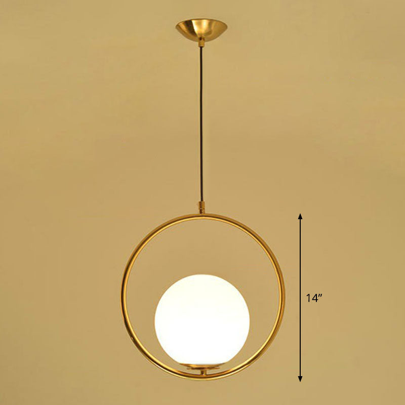 Milky Glass Kitchen Pendant Light- Modern Single-Bulb Hanging Ceiling Fixture