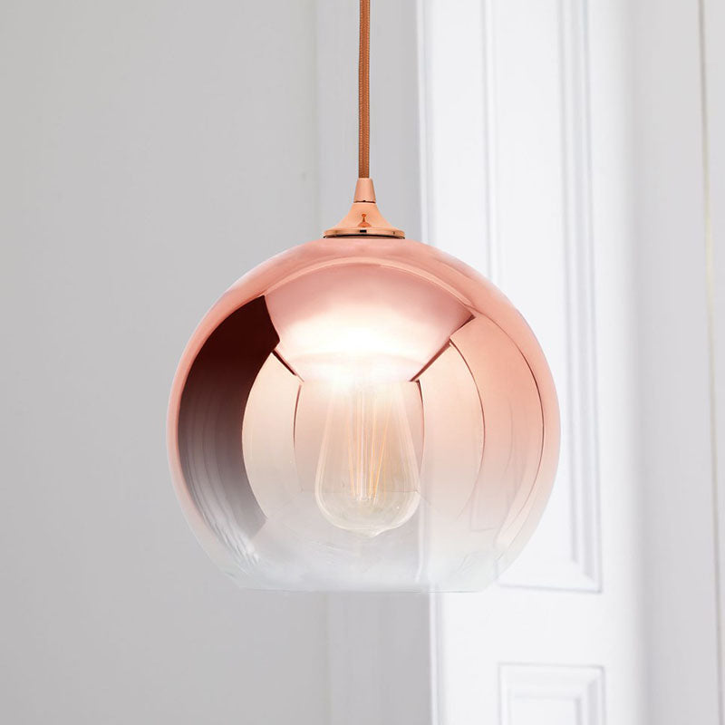 Gradient Glass Globe Hanging Light – Post-Modern Rose Gold Pendant Fixture
