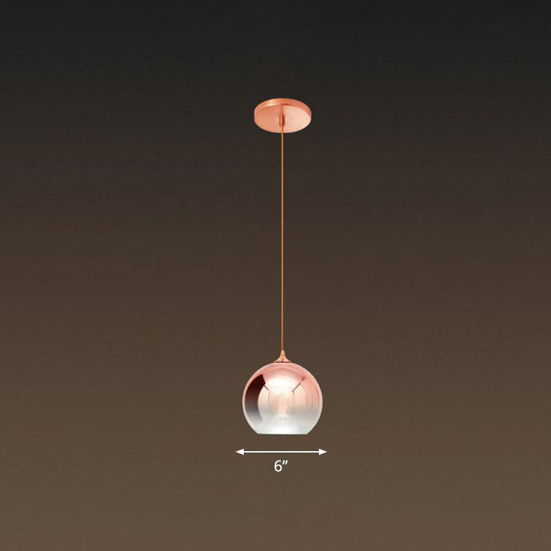Gradient Glass Globe Hanging Light – Post-Modern Rose Gold Pendant Fixture