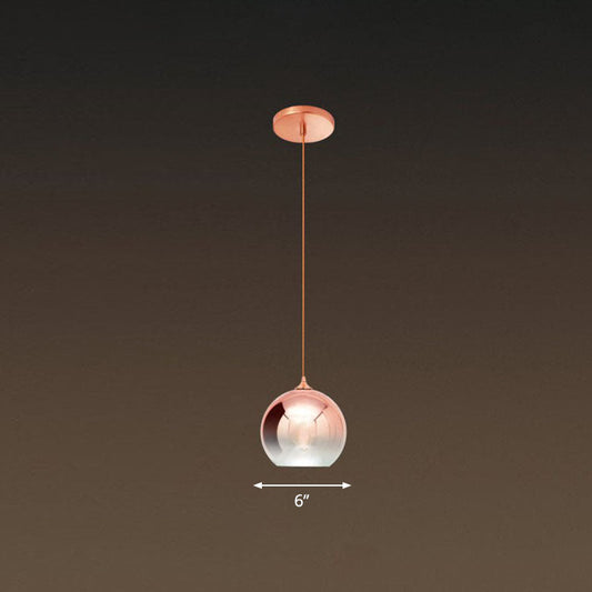 Gradient Glass Globe Hanging Light – Post-Modern Rose Gold Pendant Fixture