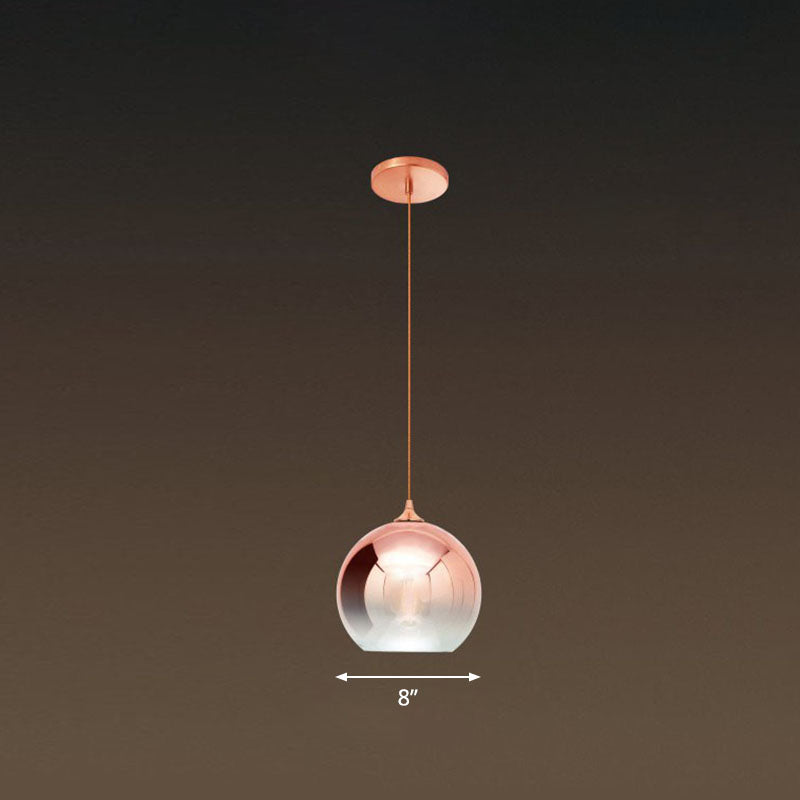 Gradient Glass Globe Hanging Light – Post-Modern Rose Gold Pendant Fixture