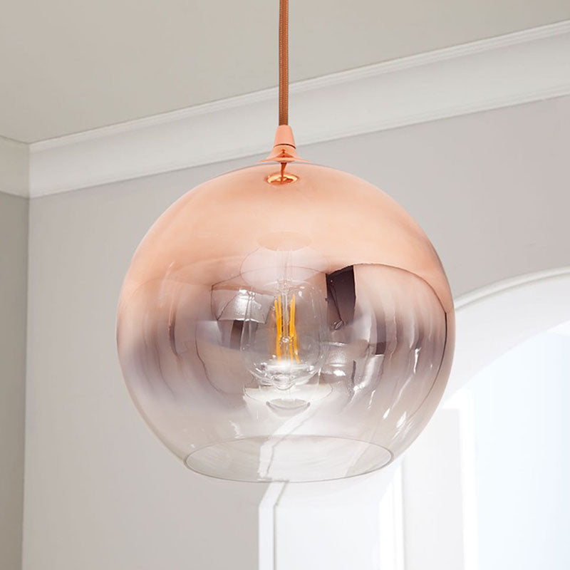 Gradient Glass Globe Hanging Light – Post-Modern Rose Gold Pendant Fixture
