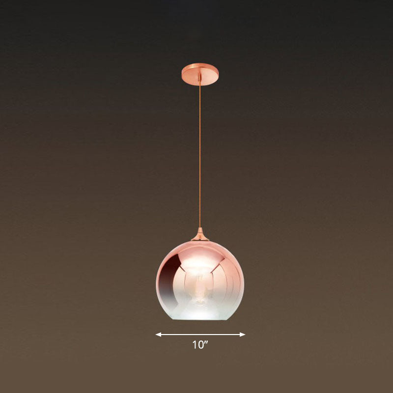 Gradient Glass Globe Hanging Light – Post-Modern Rose Gold Pendant Fixture