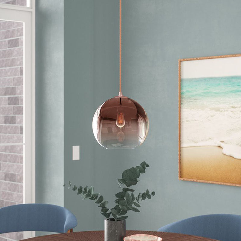 Gradient Glass Globe Hanging Light – Post-Modern Rose Gold Pendant Fixture