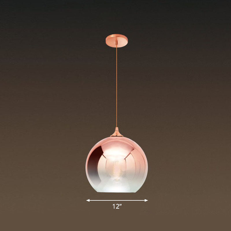 Gradient Glass Globe Hanging Light – Post-Modern Rose Gold Pendant Fixture