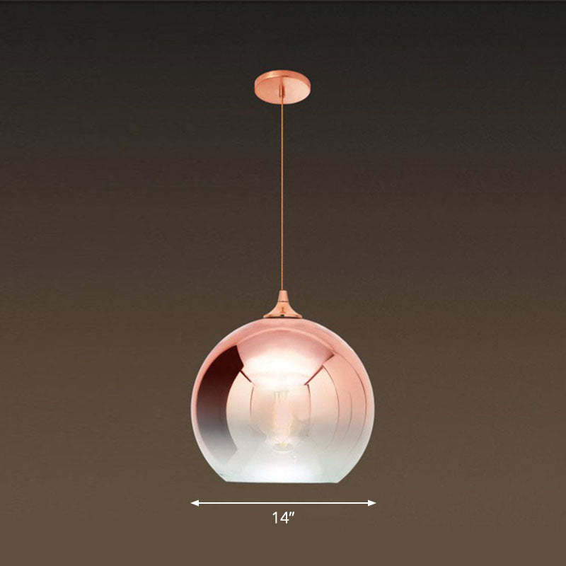 Gradient Glass Globe Hanging Light – Post-Modern Rose Gold Pendant Fixture